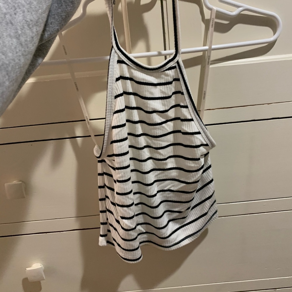 Super simple striped halter crop top